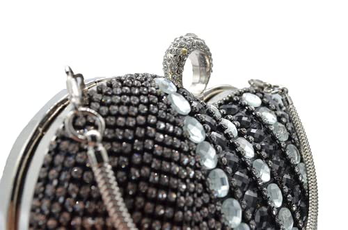 Image of UMREN Women Luxury Heart Shape Tassel Evening Clutch Bag Rhinestones Wedding Party Purse Handbag