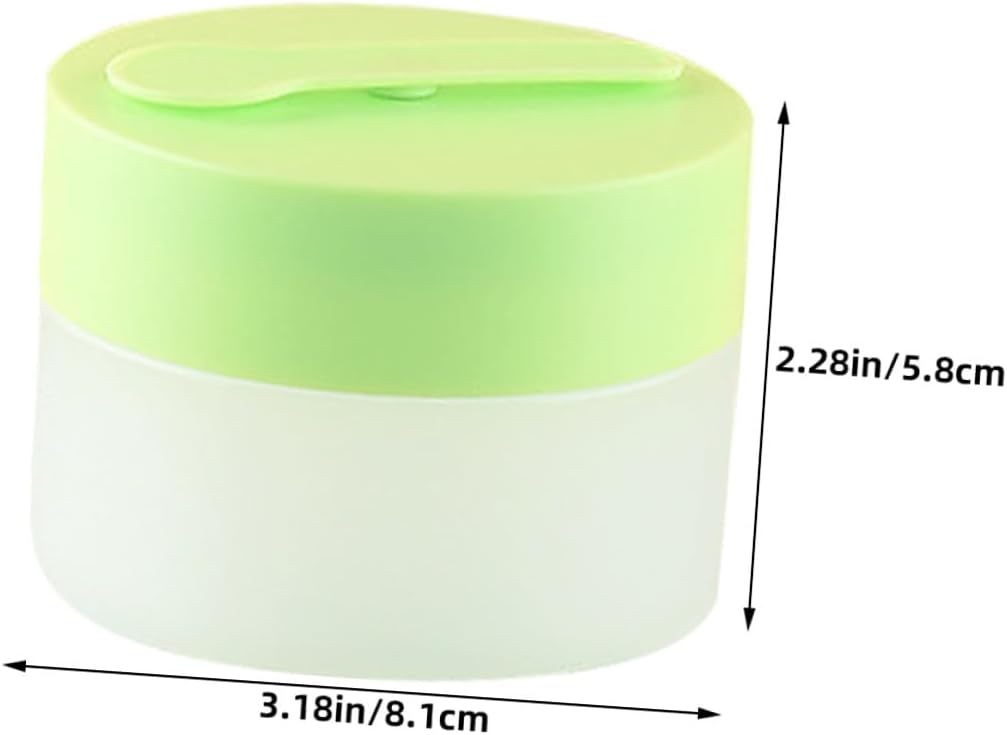 6pcs Matte Green Plastic Cream Jars with Magnetic Spoon, Lids image 2