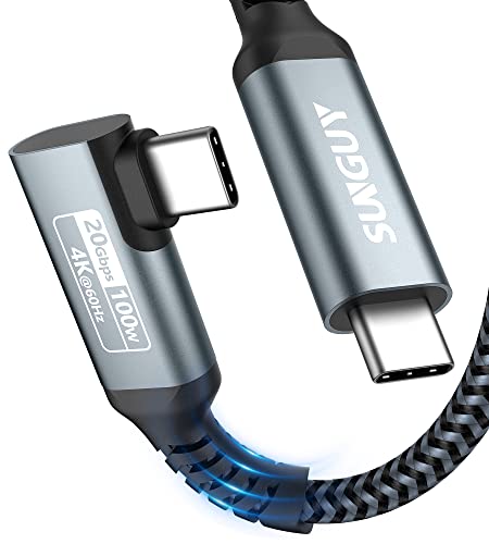 Sunguy 90 Degree Usb C To C Cable 1Ft, 20Gbps Data Transfer, Usb-C 4K Monitor Video Output Cable, Right Angle100W Fast Charging Compatible With Macbook Air/Pro, Ipad Pro, Galaxy S23/S22 #TOP4