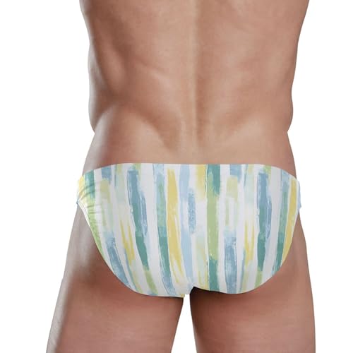 Tie-dye Yellow Green Swim Briefs for Men Swimsuit Bikini Swimwear S B04035113