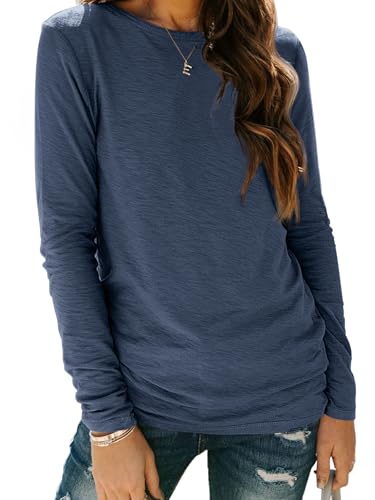 Image of AUTOMET Women's Long Sleeve Crewneck Shirts Casual Basic Tops