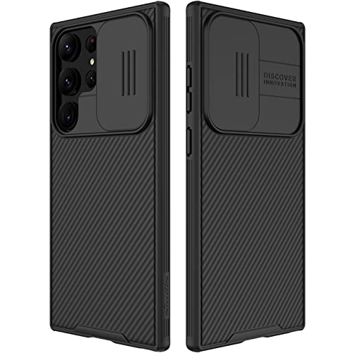 Image of Galaxy S23 Ultra Case with Camera Cover,S23 Ultra Slim Fit Thin Polycarbonate Protective Shockproof Cover with Slide Camera Cover, Upgraded Case for Samsung Galaxy S23 Ultra (Black)