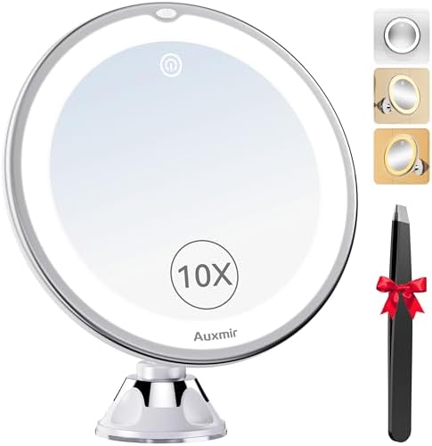 Miroir Grossissant 10x Avec éclairage LED, Ventouse, Montage Mural Miroir Rotatif A 360 87954677