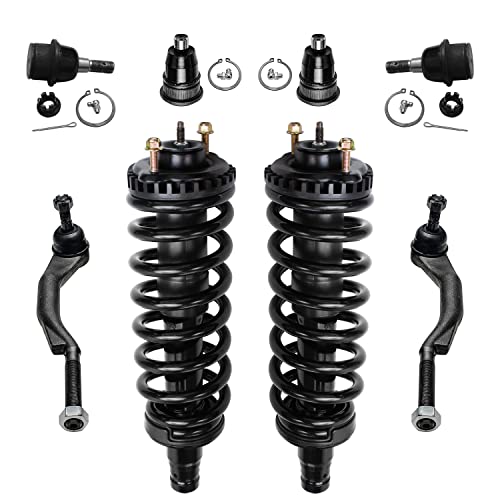Image of Detroit Axle - 8pc Front Suspension Kit for Chevy Trailblazer GMC Envoy Buick Rainier Isuzu Ascender Saab 9-7X, 2 Ready Struts 4 Upper & Lower Ball Joints 2 Outer Tie Rod End Links Replacement