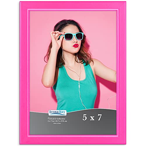 Icona Bay 5x7 Pink Picture Frame - Solid Wood Pizzazz Collection