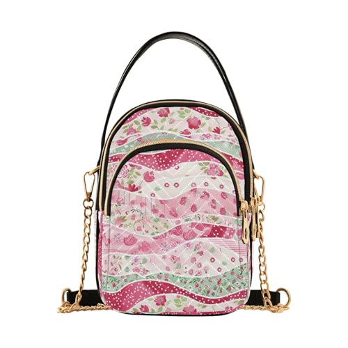 Sac à main en cuir rouge pour femme motif patchwork à pois tendance
