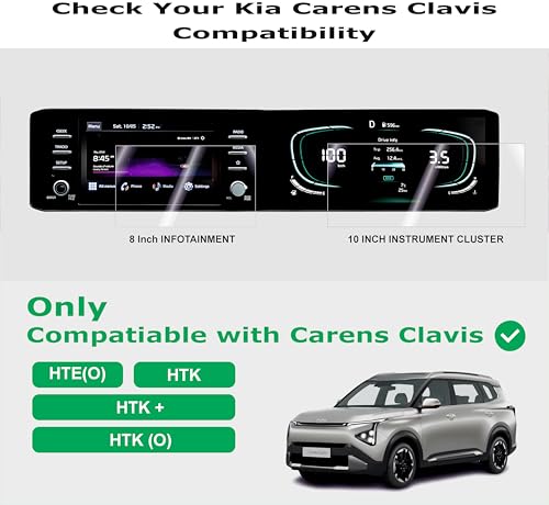 Image of OHAYO Screen Protector for Kia Carens Clavis 2025 (HTK+, HTX, HTX ER, HTX+ ER) 12.3 Inch Infotainment Display | 9H Hardness Military Strength Protection | Full Edge Coverage | Scratch Resistant | Bubble-Free Installation | Ultra Clear HD | Non-Fragile Material