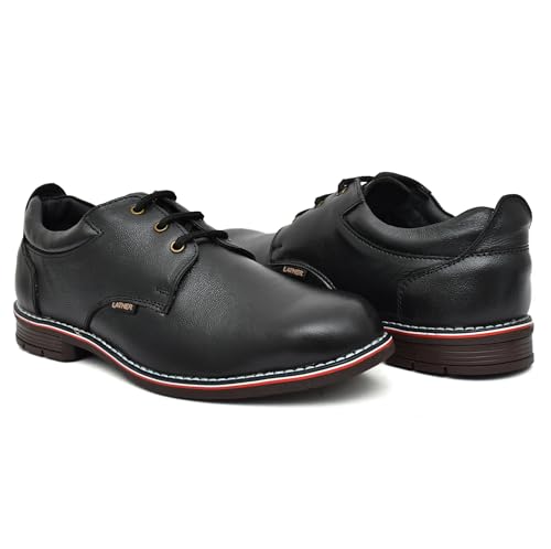Image of STONIX Steel Toe Safety Shoes |Leather Shoes |Formal Look- Heavy Duty Work Safety Shoes with Slip Resistant Outsole (Black,)
