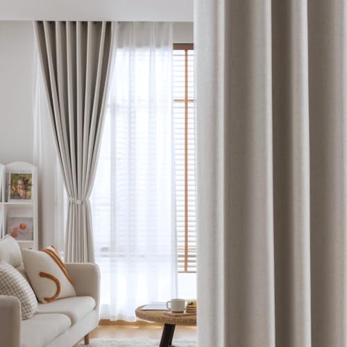 Curtains Blackout 2-panelLinenL300xW270cmEyelets Top