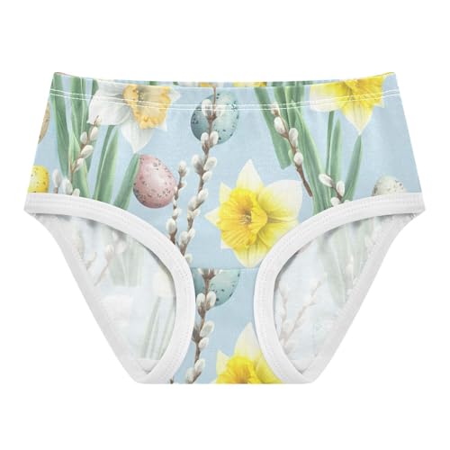 Watercolor Flowers Easter Eggs Blue Girl Panties Cute Toddler Underwear Custom Cotton Print Briefs Kids Undies 2t