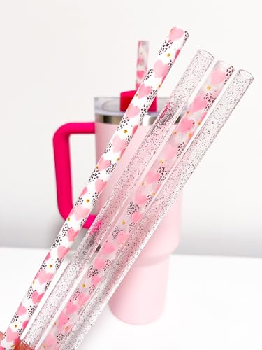 Pitillos reusables de plástico rosa extra largos 4 unidades miniatura 5