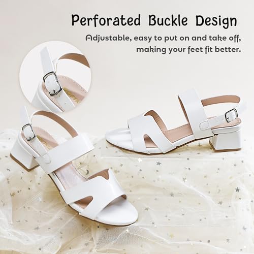 Image of Girls Sandals Low Heels Girl Dress Shoes Open Toe Flower Girl Wedding Party for Toddler Little Big Kid