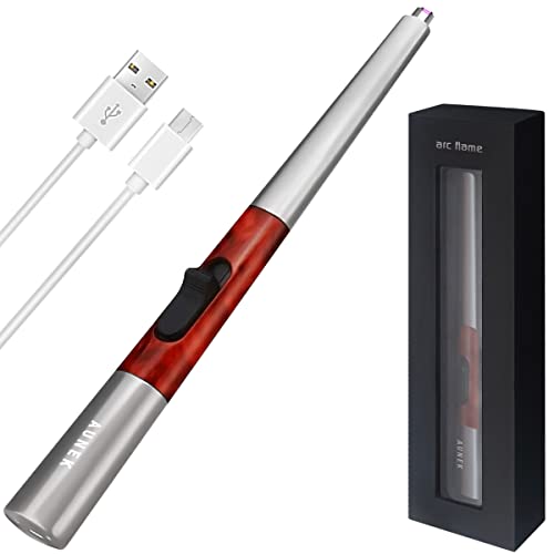 AUNEK Velas Mechero, USB Recargable Sin Llama ARC Eléctrico Encendedor con Interruptor de Seguridad para Camping Barbacoa Parilla Viajar Casa Cocina Estufas Chimenea Fuegos Artificiales Cigarettes Cover