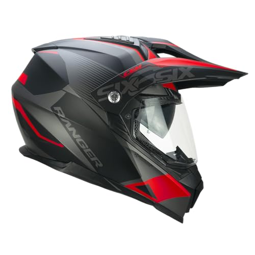 Casco Trail Moto CGM 666 Twin Ranger Negro Rojo HOMOLOGACION 22.06 Talla XL