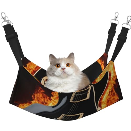 EdWal Amaca morbida per gatti con stampa di chitarra elettrica, amaca per gatti da appendere, per animali domestici regolabile per piccoli animali