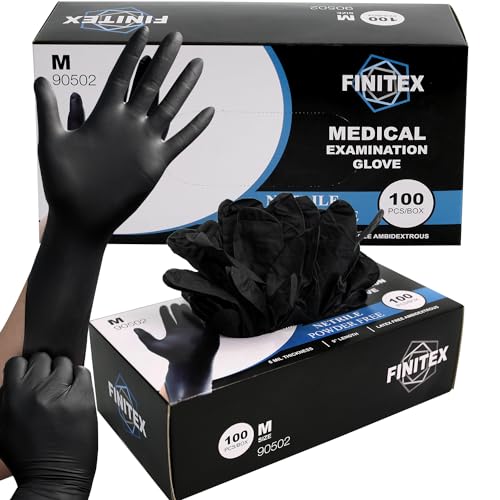 FINITEX Black Nitrile Disposable Medical Exam Gloves - Box