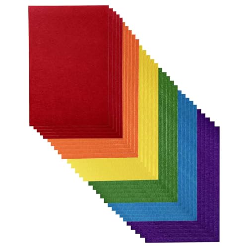 KLETTEREI 30 Stück Bastelfilz Set A4 Größe (20x30cm) - 6 Regenbogenfarben Filzplatten, 1mm Stärke - Für DIY, Weihnachtsbasteln, Weihnachtsdekoration, Weihnachtskarten, Kindergeburtstag & Handarbeit