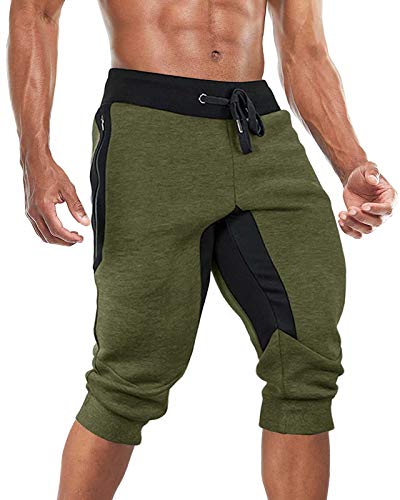 BIYLACLESEN Mens Workout Pants Running Pants Men Workout Shorts for Men Track Pants Men 3/4 Pants Men Travel Pants Men Army Green