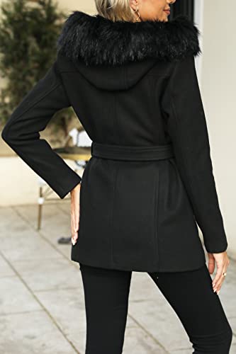 Bellivera Women Wool Jacket Blend Winter Mid Long Trench Coat Warm Pea Overcoat - Image 6