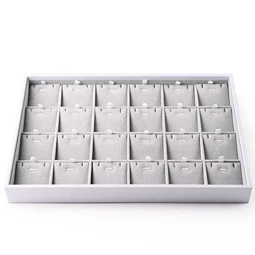 Oirlv Velvet Stackable Jewelry Trays Pendant Display organizer Storage Tray (24 Grids Pendant)