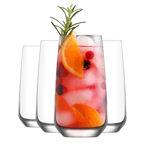 6x Lal 480ml Vasos Altos - Alta Whisky Soda Vidrio Agua Ginebra Jugo Cóctel Juego de Vasos de Cristalería para Beber - by LAV