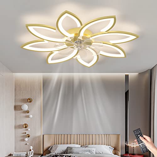 Ventilateur de plafond de salon haut de gamme avec lampe LED dimmable
