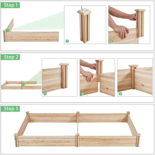 Macetero de madera divisible de 2,4 x 1,2 m resistente para intemperie 4