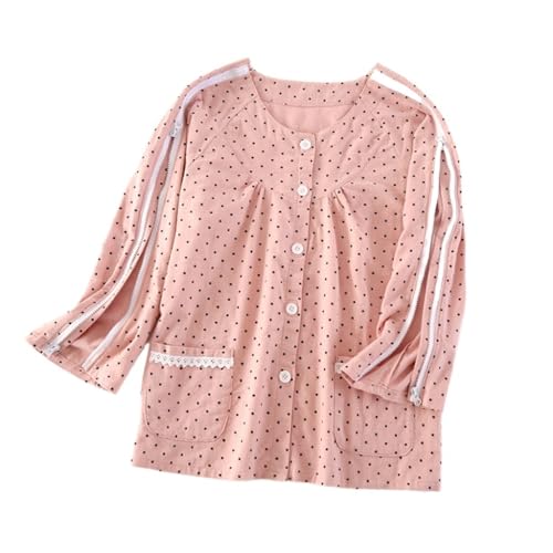 Chemise Ouverte à Manches Longues pour Femmes Après Chirurgie Ouverture Complète Du Bras Patient Alité Vêtements de Soins à Double Fermeture Éclair (Color : Pink, Size : XL)