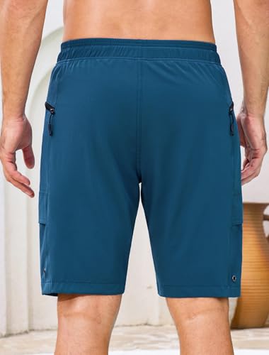 SILKWORLD Mens Swim Trunks Quick Dry 9" Bathing Suit Shorts, Blue, XL - image 2