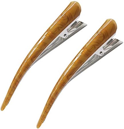 2 Pack Large Metal Beak Duckbill Alligator Clips For Thick or Heavy Hair High Light Transmission Acetate Hair Clips Teeth Hair Barrettes No Slip Grip Hair Slide Stylish (Beige)