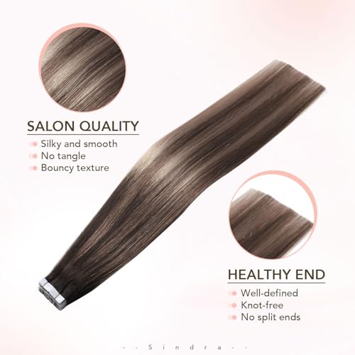 Image of Sindra Invisible Tape in Hair Extensions Human Hair 22 inch #2 /6 /18
