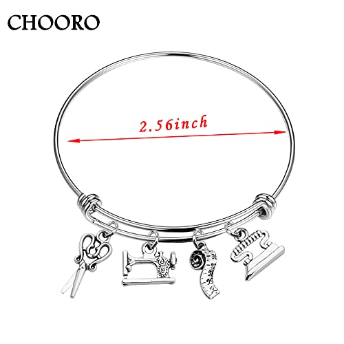 CHOROY Sewing Lover's Bracelet: Scissors Bangle Gift Seamstress/I Love Sewing Jewelry for Costume Designer2