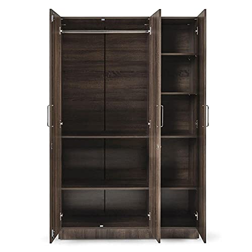 Image of Wakefit Wardrobe | 1 Year Warranty | Engineered Wood Almirah, Cupboard for Clothes Storage | 3 Door, 1 Hanging Space | Gingham - Napa Oak