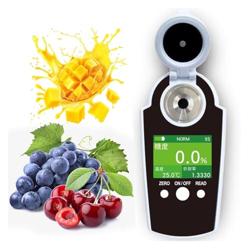 Genérico Refractómetro Digital Brix Medidor Brix Refractómetro De Laboratorio Precisión ± 0,2%, Resolución 0,1%, Refractómetro Digital con Pantalla A Color Tft, for Jugo, Miel Y Bebidas