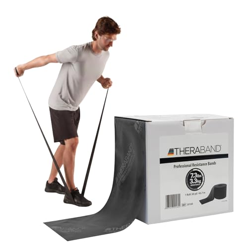 THERABAND Resistance Band, Black, Special Heavy, 50-Yard Roll, Latex Elastic
