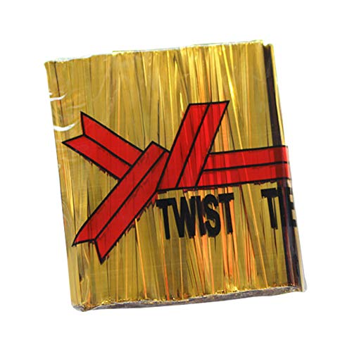 MSYOU 800 PCS Twist Ties Decorative Metallic Bag Ties for Candy Cookies Bread Lollipop Cakes Sweets Christmas Party 6CM(Gold)