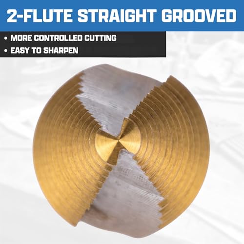 Image of NEIKO 10616A Step Drill Bit, 2 Steps 3 /8 inch to 1 /2 inch Straight High Speed Steel, Titanium Nitride Coated, 1 /4 inch Quick Change Step Bits for Steel, Metal, Wood, Plastic, Unibit Cone Drill Bits, Two Flute