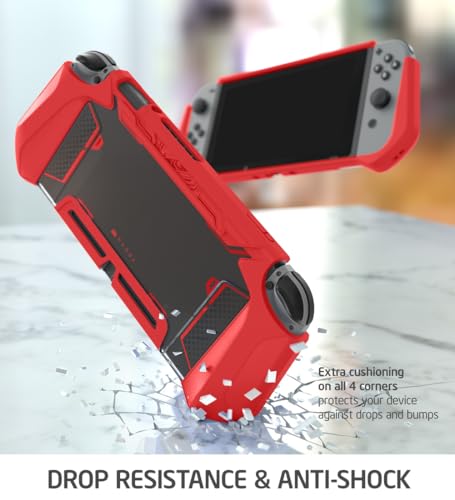 Image of Mumba Dockable Case for Nintendo Switch (2017 Release), [Blade Series] TPU Grip Protective Cover Case Compatible with Nintendo Switch Console and Joy-Con Controller (Red)
