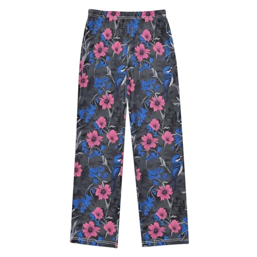 Pajama Pants Lounge Sleep PJ Bottoms Sleepwear Elastic Waist Drawstring S Cornflower Sparrow