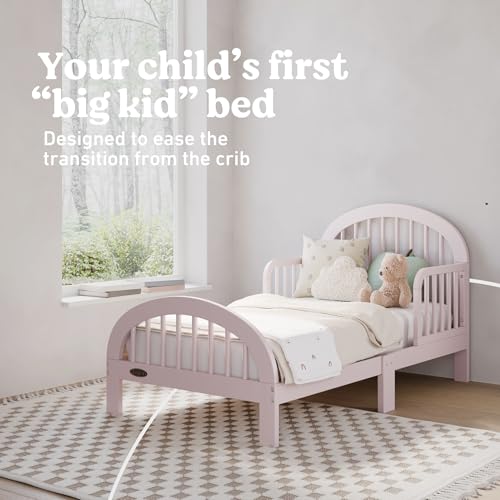 Image of Graco Olivia Toddler Bed, Blush | GREENGUARD Gold Certified, Includes Toddler Safety Guardrails, Fits Standard Crib & Toddler Mattress, Stylish Arched Design
