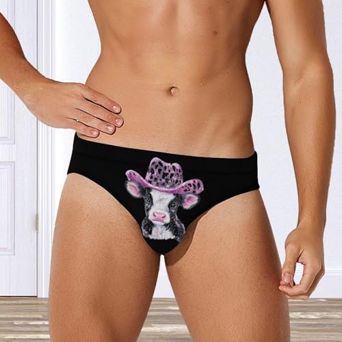 Cute Cow Leopard Sequin Hat Mens Swim Briefs Sexy Bikini Swimwear Bathing Suits Trunks4