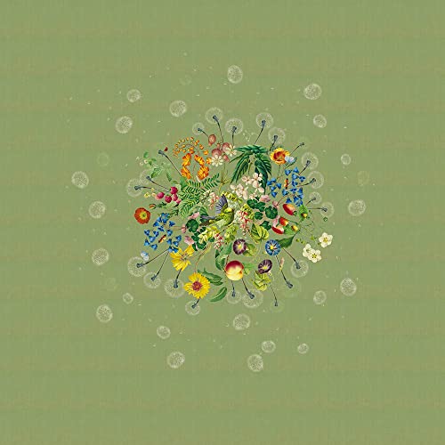 Garnier-Thiebaut Bouquet Du Soleil Sauge Tablecloth 61"X102" #TOP2