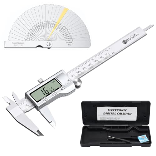 Neoteck 6 inch/150mm Digital Caliper+Feeler Gauge Set Stainless Steel Vernier Caliper with Fractions/Inch/Metric Conversion Caliper Measuring Tool for Length Width Depth Inner Outer Diameter