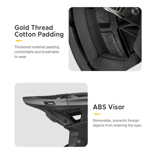 SHUAIGUO Full Face Mountain Bike Helmet Adult Racing Downhill MTB Helmet for Mountain Bike,for head circumference 59-61cm(Black & L) - Image 5