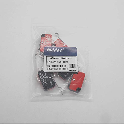 Twidec/6Pcs Micro Limit Switch Long Hinge Bending Lever Arm SPDT Snap Action Switch for Arduino V-154-1C25