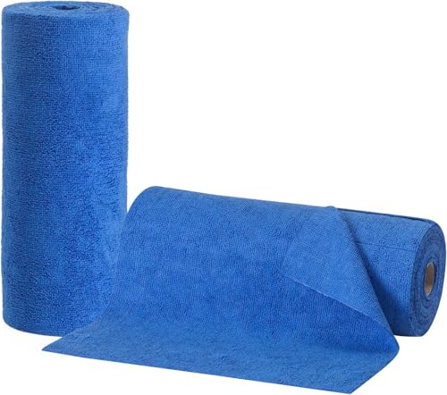 Image of SAMEZONE Microfiber Cleaning Cloth Roll 25x25 cm - Reusable, Washable Tear-Away Cleaning Rags for Home, Kitchen Surfaces, Garage & Auto Detailing Car, Dishes Cleaning Towels 20 Pack (1, Dark Blue)