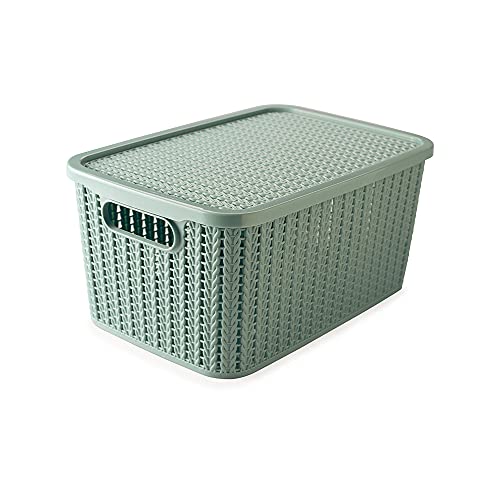 Caixa 8 L com Tampa Trama, Plasútil, Azul