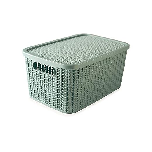 Caixa 8 L com Tampa Trama, Plasútil, Azul