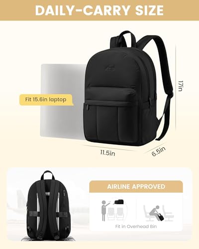 LOVEVOOK-Puffer-Laptop-Backpack-for-Women-Girl-Travel-WorkLightweight-Cute-Bookbag-Quilted-School-Computer-Backpack-PurseTeacher-Nurse-Laptop-BagWaterproof-Student-Casual-Daypack156-Inch-Black