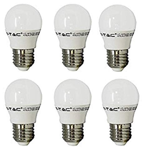 V-TAC LED 3 W G45 ampoules balle de golf - Lot de 6 - E27/ES/Standard à culot à vis - Blanc Froid 6400 K/250 lumens/plastique Finition/25 W Ampoule à incandescence équivalent/20 000 heures